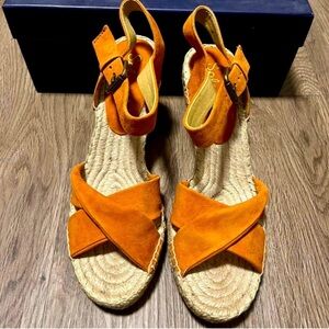 Splendid NIB Fairfax Vibrant Orange Suede Espadrille Shoes with Jute Sole